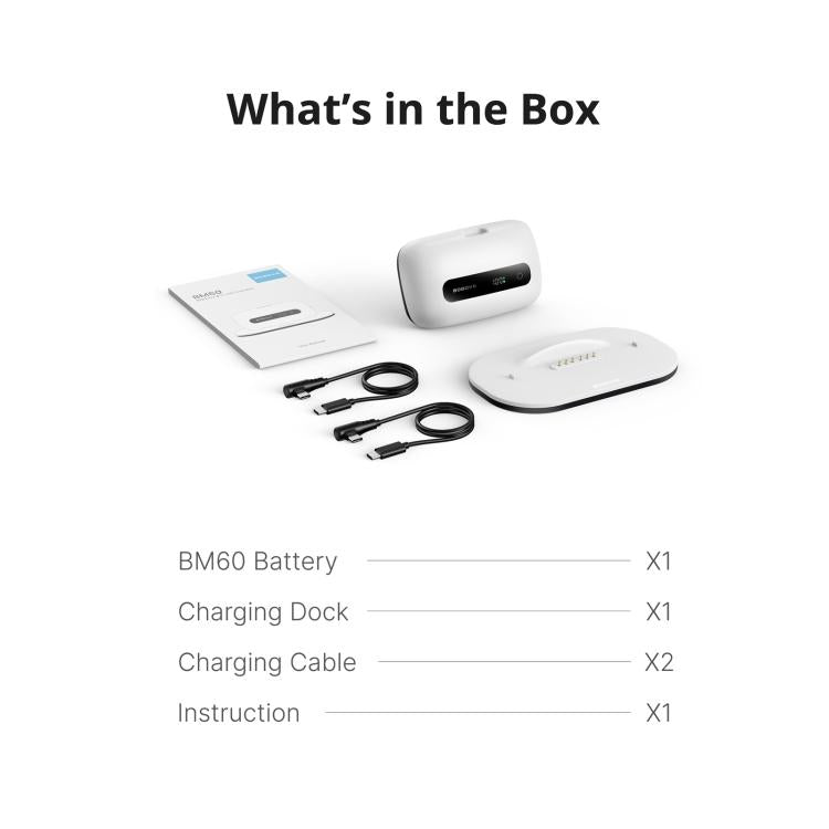 Kit batteria magnetica BOBOVR BM60-1 da 6500 mAh con base di ricarica per fascia per la testa M3 Pro+ / M3, BM60-1