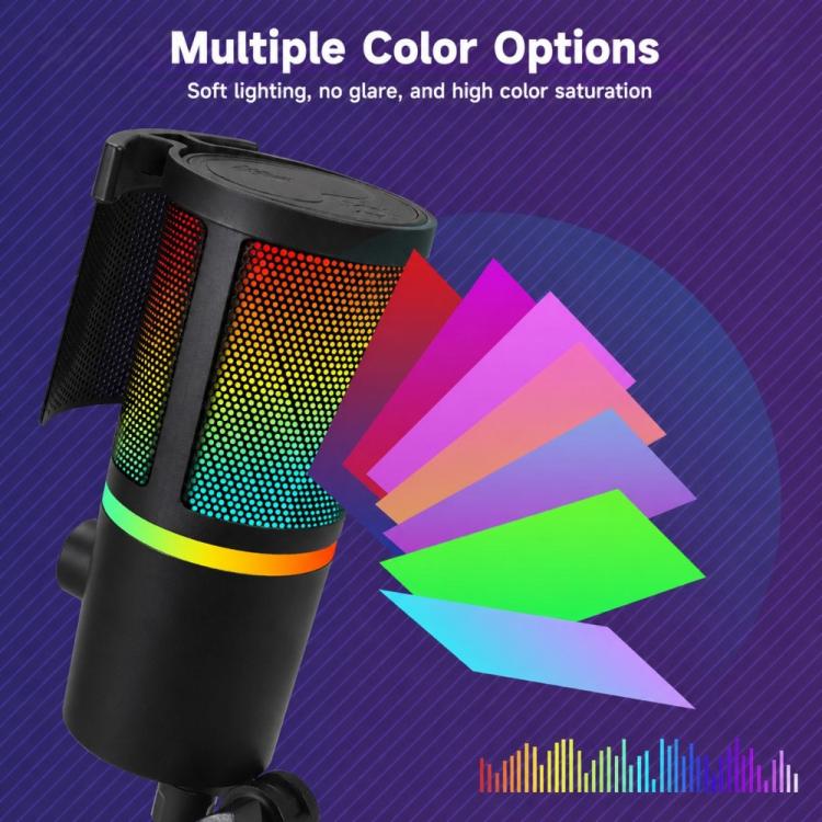 Microfono a condensatore da tavolo portatile XTUGA GB2066 con illuminazione RGB., GB2066