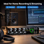 XTUGA E-44 Interfaccia audio USB professionale 4 ingressi-2 uscite 24 bit 192 kHz, scheda audio per registrazione, E-44
