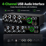 XTUGA E-44 Interfaccia audio USB professionale 4 ingressi-2 uscite 24 bit 192 kHz, scheda audio per registrazione, E-44