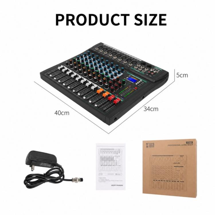 XTUGA CT80 Mixer audio professionale a 8 canali per DJ, CT80