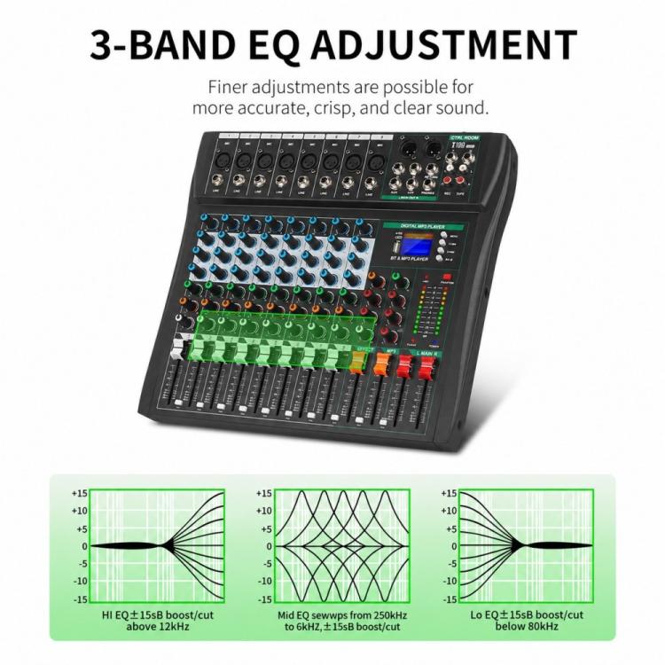 XTUGA CT80 Mixer audio professionale a 8 canali per DJ, CT80