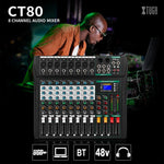 XTUGA CT80 Mixer audio professionale a 8 canali per DJ, CT80