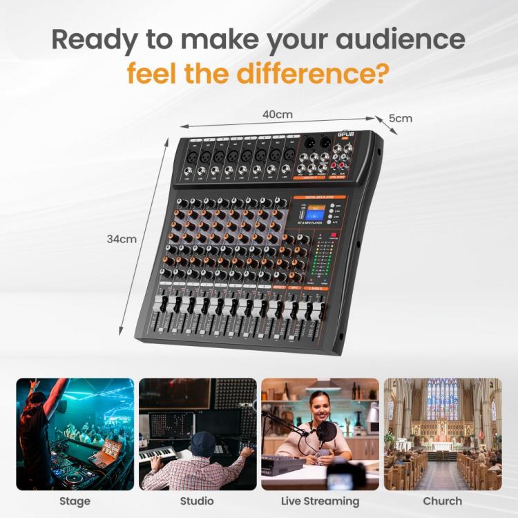 Mixer analogico 8 canali XTUGA GP80 con Bluetooth