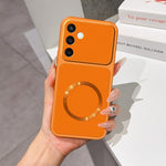 Custodia magnetica per telefono con effetto pelle di agnello, For Galaxy S25+ 5G, For Galaxy S25 Ultra 5G, For Galaxy S24 FE 5G, For Galaxy S24 Ultra 5G