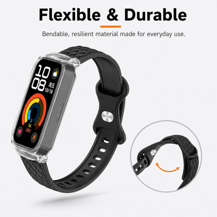 Cinturino per orologio xDfind in silicone con fibbia a farfalla integrata e texture effetto pelle., For Huawei Band 11 Pro / 11 Pro NFC, For Huawei Band 11 / 11 NFC