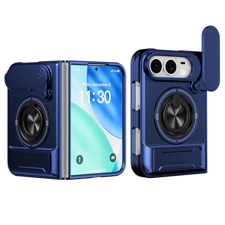 Custodia per telefono multifunzionale magnetica antiurto con finestra scorrevole per obiettivo., For iPhone Fold