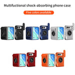 Custodia per telefono multifunzionale magnetica antiurto con finestra scorrevole per obiettivo., For iPhone Fold