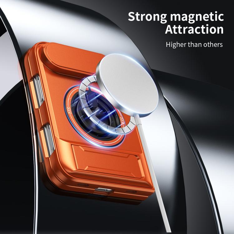 Custodia per telefono multifunzionale magnetica antiurto con finestra scorrevole per obiettivo., For iPhone Fold