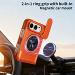 Custodia per telefono multifunzionale magnetica antiurto con finestra scorrevole per obiettivo., For iPhone Fold