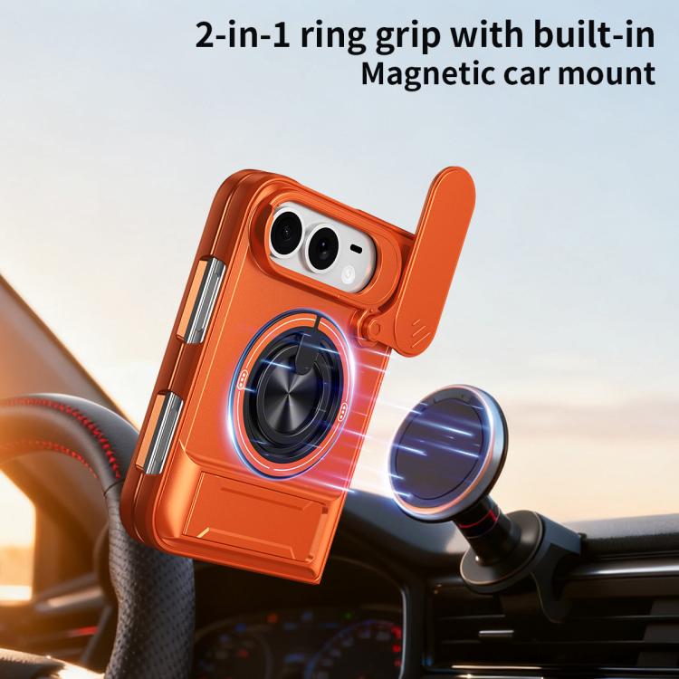 Custodia per telefono multifunzionale magnetica antiurto con finestra scorrevole per obiettivo., For iPhone Fold