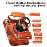 Custodia per telefono multifunzionale magnetica antiurto con finestra scorrevole per obiettivo., For iPhone Fold