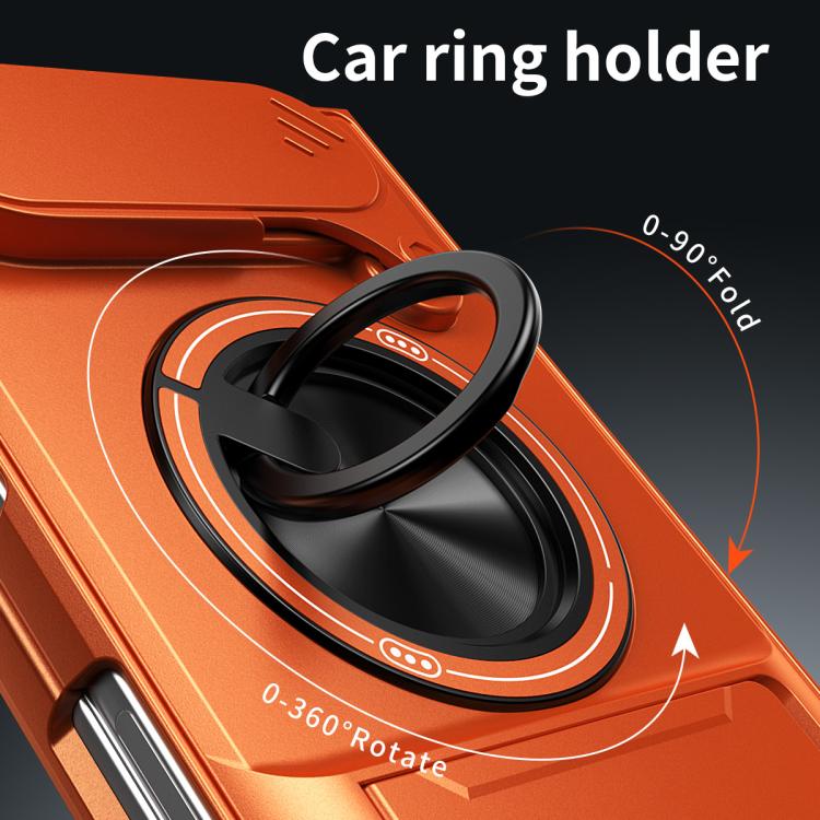 Custodia per telefono multifunzionale magnetica antiurto con finestra scorrevole per obiettivo., For iPhone Fold