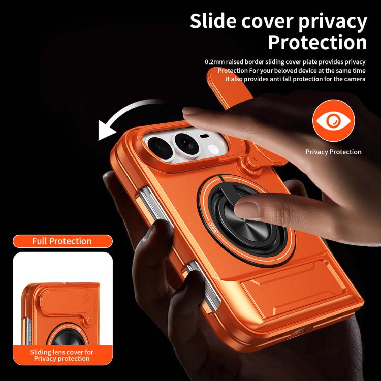 Custodia per telefono multifunzionale magnetica antiurto con finestra scorrevole per obiettivo., For iPhone Fold