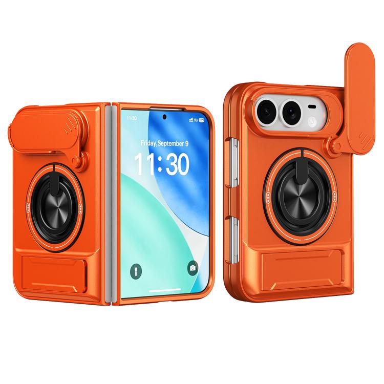 Custodia per telefono multifunzionale magnetica antiurto con finestra scorrevole per obiettivo., For iPhone Fold