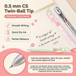 Set di 4 penne a gel retrattili con punta da 0,5 mm e design a estintore, ideali per studenti.