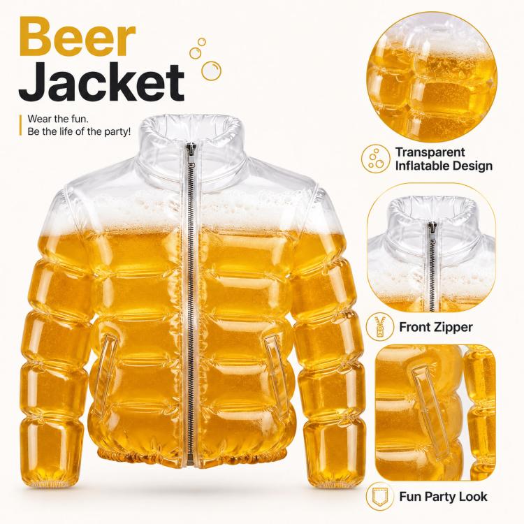Giacca trasparente piena di birra per la piscina, Beer Jacket, Beer Vest, Beer Guitar