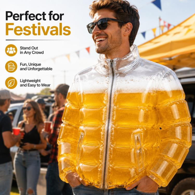 Giacca trasparente piena di birra per la piscina, Beer Jacket, Beer Vest, Beer Guitar