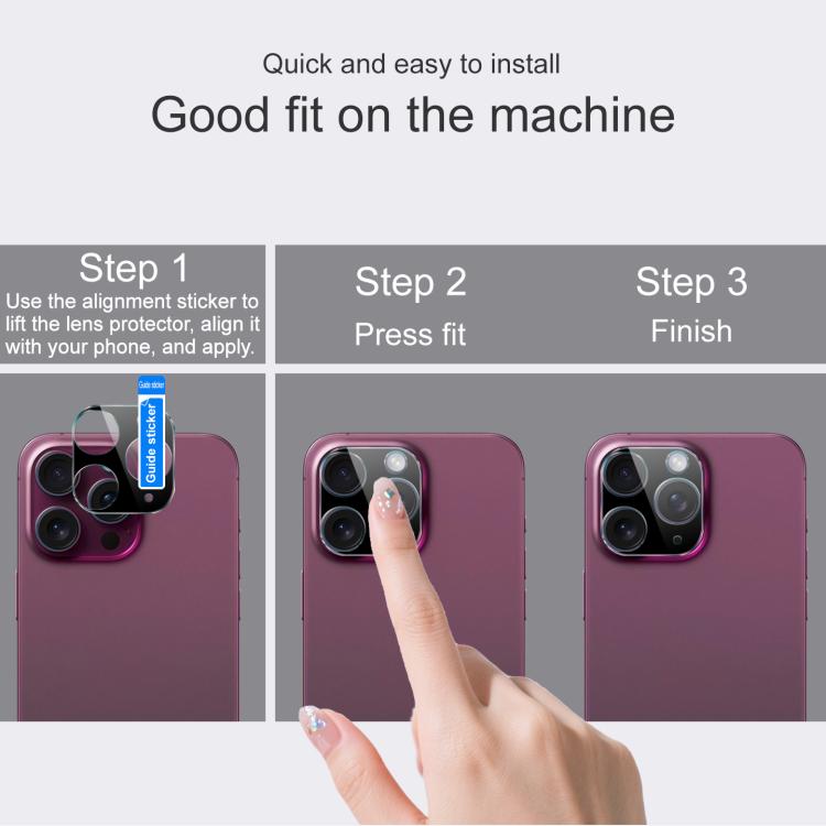 IMAK Pellicola per obiettivo in vetro integrato ad alta definizione, versione nera, For iPhone 18 Pro, For iPhone 18 Pro Max