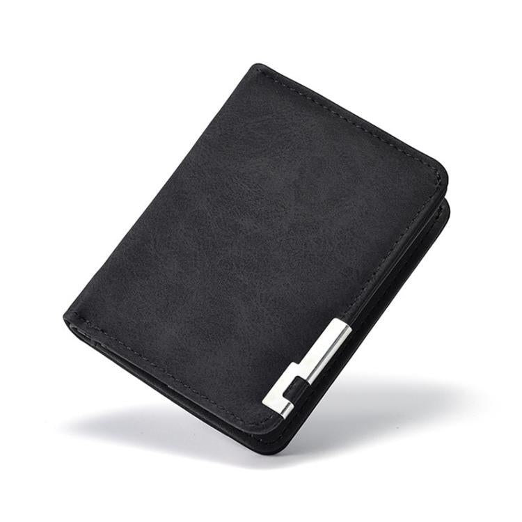 Portafoglio corto da uomo in pelle PU satinata stile retrò con porta carte di credito.