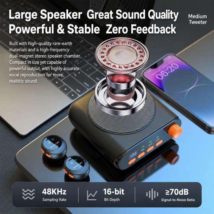 Microfono lavalier wireless portatile J98 con doppio microfono