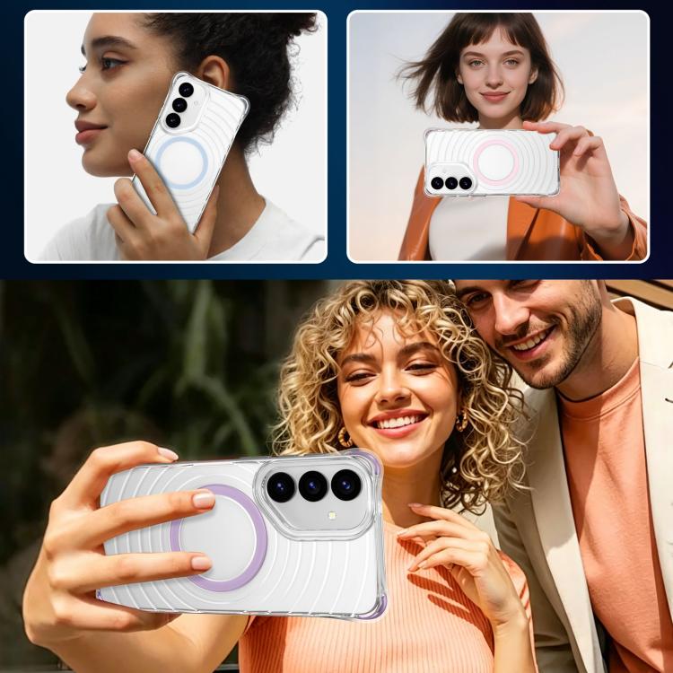 Custodia magnetica antiurto con angoli ammortizzanti e motivo a onde per telefono., For Galaxy S24 5G / S25 5G, For Galaxy S24+ 5G / S25+ 5G, For Galaxy S25 Ultra 5G
