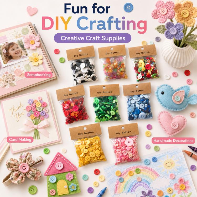 150 g/confezione Bottoni rotondi in resina colorati di varie dimensioni Kit fai da te per bambini, Round