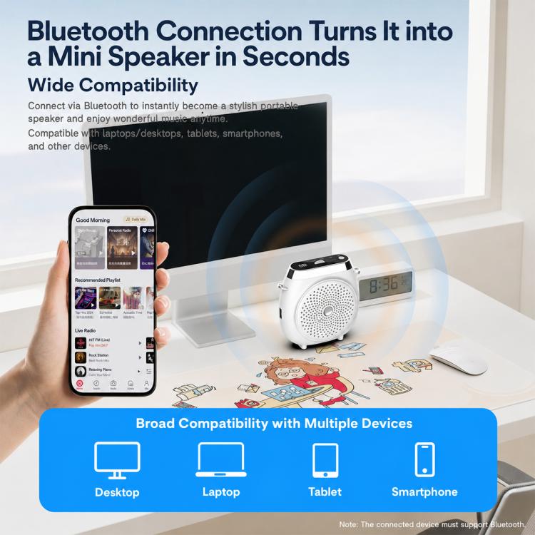 M26 Microfono singolo portatile wireless lavalier, amplificatore vocale per l'insegnamento., M26