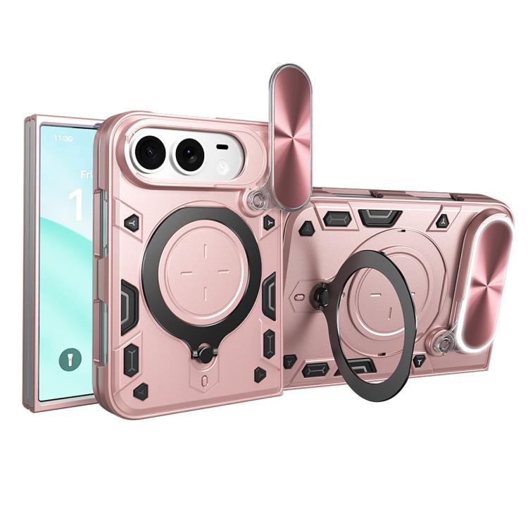 Custodia per telefono con supporto magnetico scorrevole per fotocamera e texture CD, For iPhone Fold