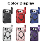 Custodia per telefono con supporto magnetico scorrevole per fotocamera e texture CD, For iPhone Fold