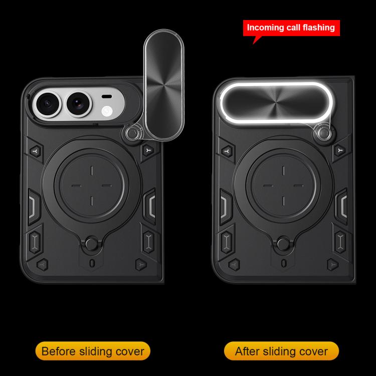 Custodia per telefono con supporto magnetico scorrevole per fotocamera e texture CD, For iPhone Fold