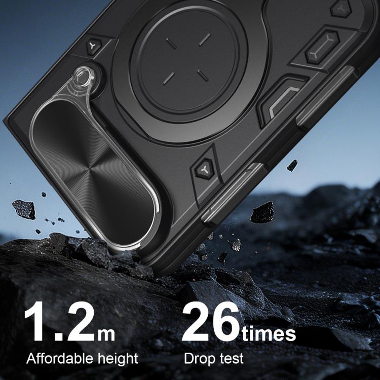 Custodia per telefono con supporto magnetico scorrevole per fotocamera e texture CD, For iPhone Fold