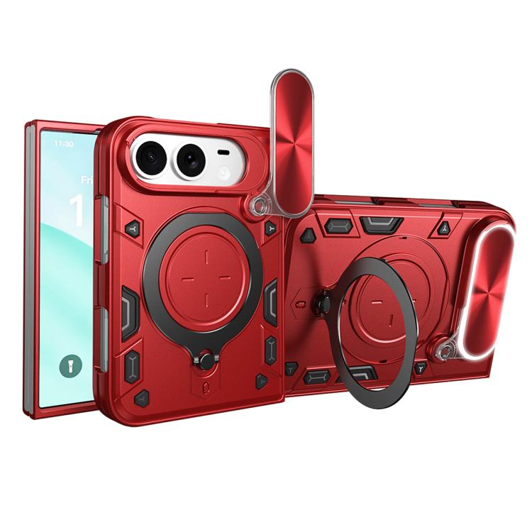 Custodia per telefono con supporto magnetico scorrevole per fotocamera e texture CD, For iPhone Fold