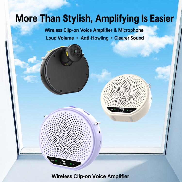 M28 Microfono lavalier portatile wireless da 2,5 pollici con doppio microfono e amplificatore vocale per l'insegnamento., M28