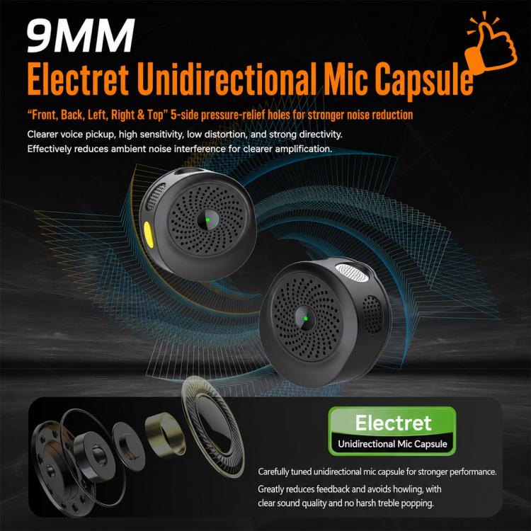 M28 Microfono lavalier portatile wireless da 2,5 pollici con doppio microfono e amplificatore vocale per l'insegnamento., M28