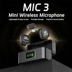 Mic 3 Microfono portatile wireless Lavalier con riduzione del rumore AI, 2 in 1 8 Pin Receiver with Charging Dock, 1 in 1 8 Pin Receiver, 2 in 1 Type-C Receiver with Charging Dock, 1 in 1 Type-C Receiver