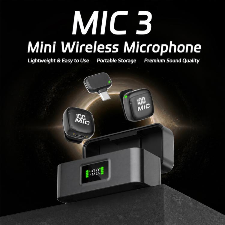 Mic 3 Microfono portatile wireless Lavalier con riduzione del rumore AI, 2 in 1 8 Pin Receiver with Charging Dock, 1 in 1 8 Pin Receiver, 2 in 1 Type-C Receiver with Charging Dock, 1 in 1 Type-C Receiver
