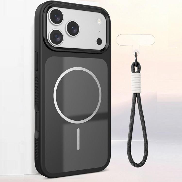 Custodia magnetica per telefono con cinturino da polso e contrasto cromatico, For iPhone 18 Pro, For iPhone 18 Pro Max, For iPhone 17 Pro Max, For iPhone 17 Pro