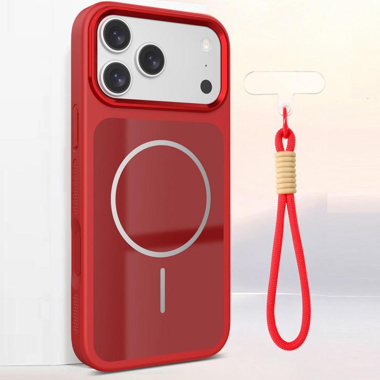 Custodia magnetica per telefono con cinturino da polso e contrasto cromatico, For iPhone 18 Pro, For iPhone 18 Pro Max, For iPhone 17 Pro Max, For iPhone 17 Pro