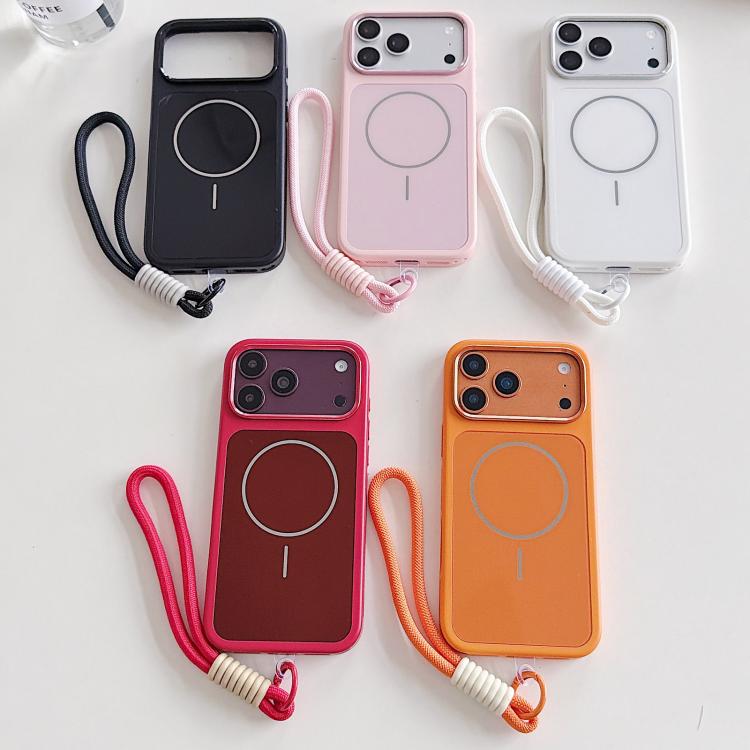 Custodia magnetica per telefono con cinturino da polso e contrasto cromatico, For iPhone 18 Pro, For iPhone 18 Pro Max, For iPhone 17 Pro Max, For iPhone 17 Pro