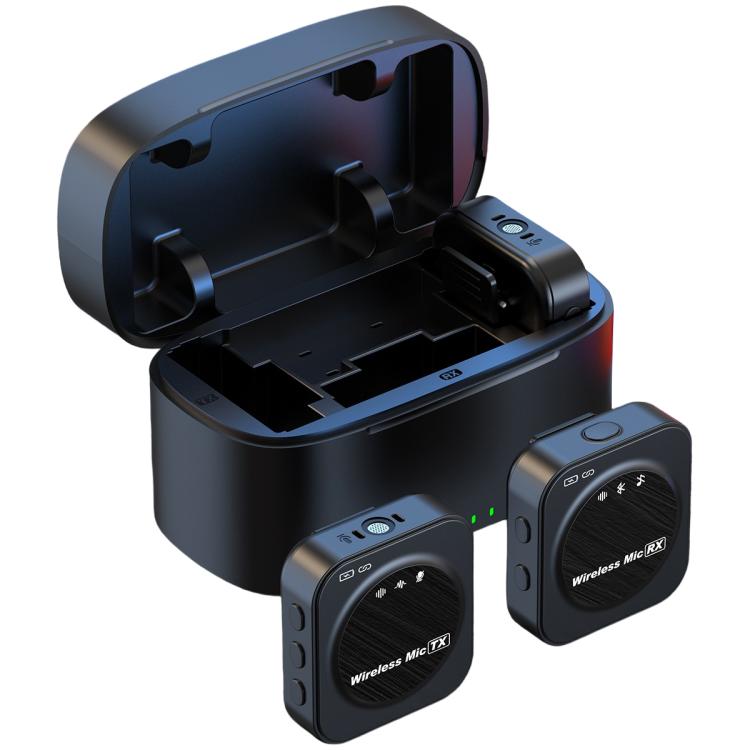 J30 Doppio microfono 2 in 1, microfono lavalier wireless con riduzione del rumore e funzione di monitoraggio bidirezionale.