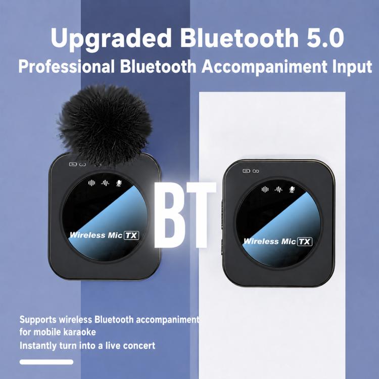 J30 Doppio microfono 2 in 1, microfono lavalier wireless con riduzione del rumore e funzione di monitoraggio bidirezionale.