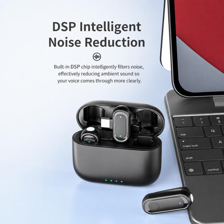 Microfono lavalier wireless 2 in 1 J58 con riduzione del rumore e funzione di monitoraggio., Type-C, 8 Pin