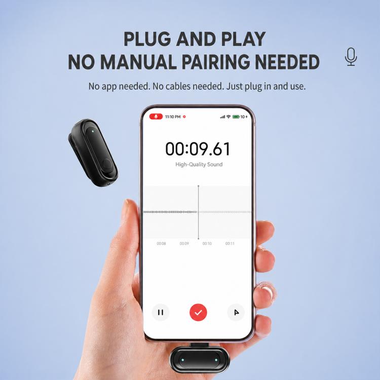Microfono lavalier wireless 2 in 1 J58 con riduzione del rumore e funzione di monitoraggio., Type-C, 8 Pin