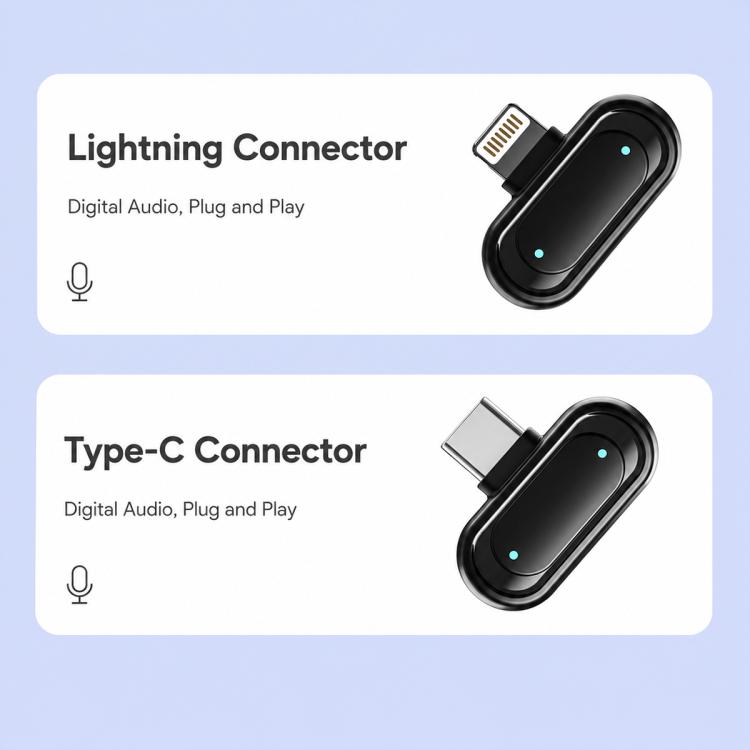 Microfono lavalier wireless 2 in 1 J58 con riduzione del rumore e funzione di monitoraggio., Type-C, 8 Pin