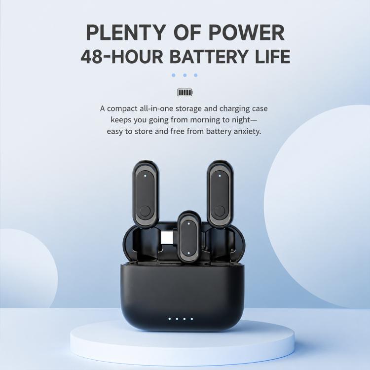 Microfono lavalier wireless 2 in 1 J58 con riduzione del rumore e funzione di monitoraggio., Type-C, 8 Pin