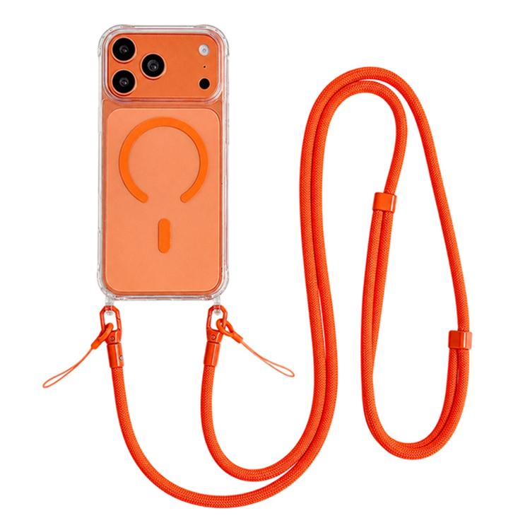 Custodia magnetica trasparente per telefono in acrilico e TPU con cordino, For iPhone 17 Pro Max, For iPhone 17 Pro, For iPhone 17