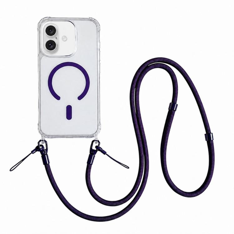 Custodia magnetica trasparente per telefono in acrilico e TPU con cordino, For iPhone 17 Pro Max, For iPhone 17 Pro, For iPhone 17