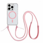 Custodia magnetica trasparente per telefono in acrilico e TPU con cordino, For iPhone 16 Pro Max, For iPhone 16 Pro, For iPhone 16