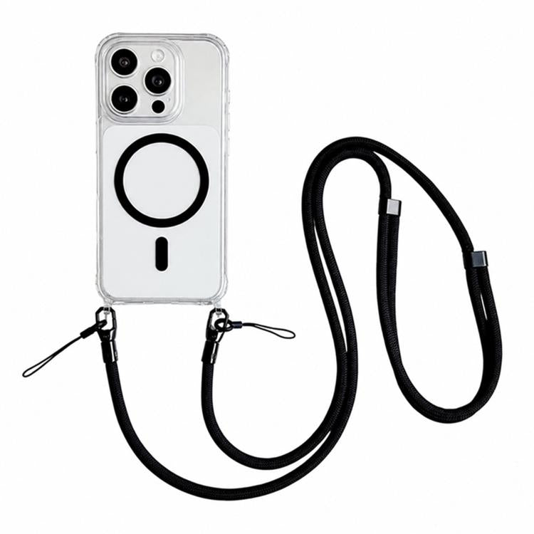 Custodia magnetica trasparente per telefono in acrilico e TPU con cordino, For iPhone 16 Pro Max, For iPhone 16 Pro, For iPhone 16